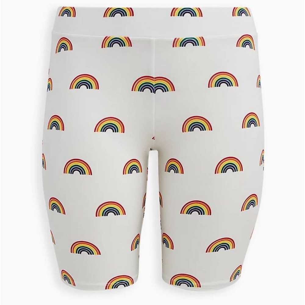 NWOT Torrid pride white rainbow cotton spandex biker shorts bike